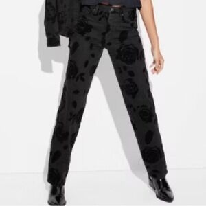 Wild Fable‎ Black Floral Straight Leg Jeans